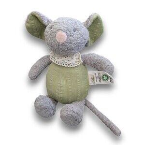TIKIRI Classic Baby Mouse Gray Green Organic Cotton Plush Toy Doll 11''